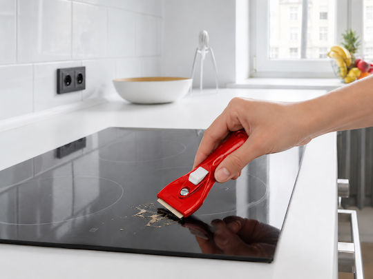 Svim Plastic Ceramic Hob Scraper & 2 Blades Red