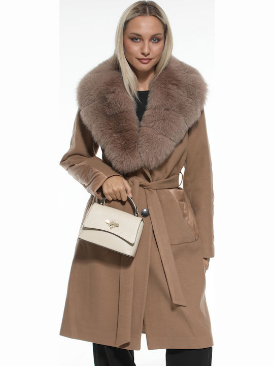Damen-Ledertasche mit Klappe Braun Chocolate