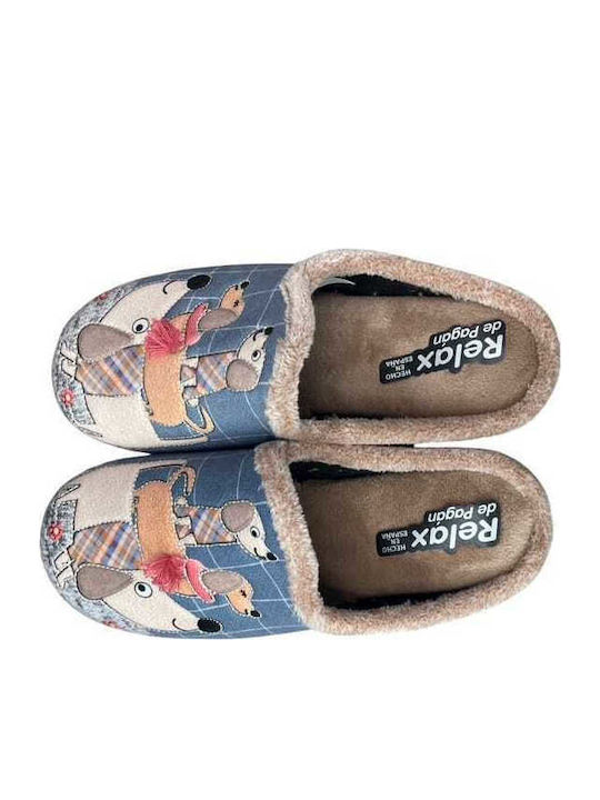 Winter Damen Hausschuhe Tiere Blau