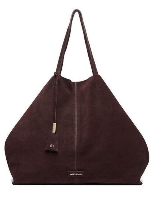 Damen-Shopper aus Wildleder in Chocolate Brown