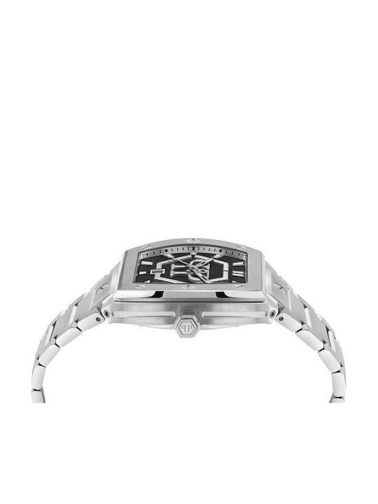 The Hexagon Phantom Ceas Bărbătesc 44 mm cu Mecanism cu Baterie și Brățară din Oțel Argintiu