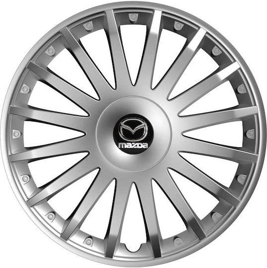 Versaco Auto Radkappen Set Crystal mit Marke Mazda 4Stück 13" Silber/Silber