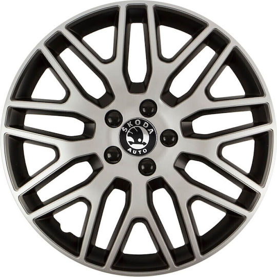 Versaco Set Capace De Roți Auto Dakar Compatibilitate Skoda 4 Bucăți 15 Negru/Argintiu