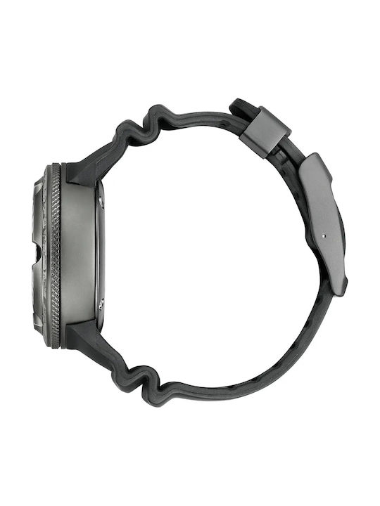 Herrenuhr 48 mm Eco-Drive mit schwarzem Kautschukarmband