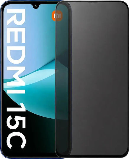 Privacy Full Face Tempered Glass Μαύρο (Redmi 15C, Poco C85)