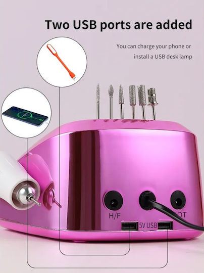 SML Μ16 Nail Drill Power 68W Purple with Pedal with 45000 Rotations per Minute