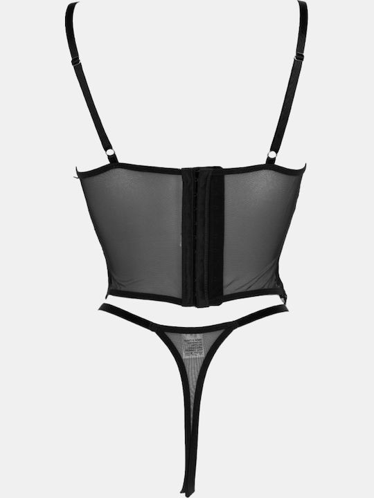 Decoro Δαντελένιο Σετ Εσωρούχων με String Μαυρο