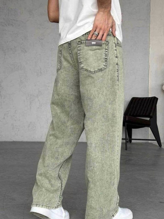 Мъжки дънки Loose Baggy Fit в цвят маслина