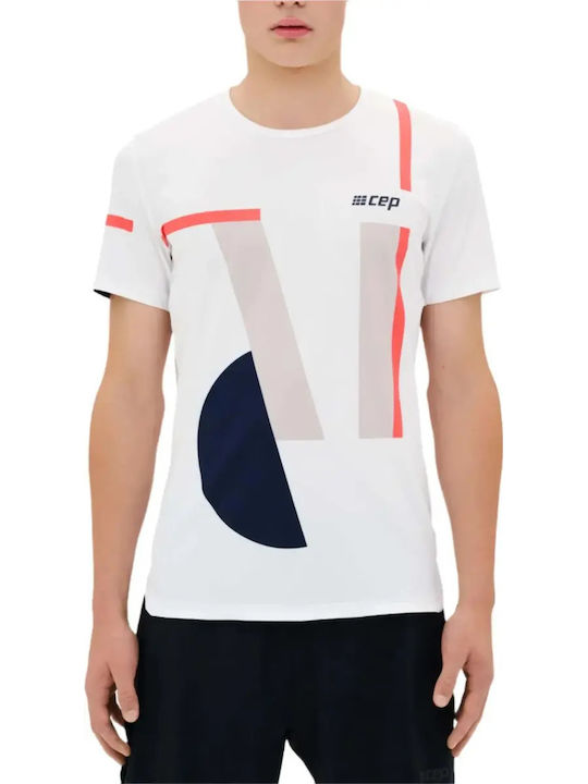 Tricou sport cu Geometrie Albă