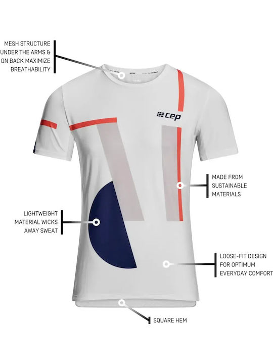 Tricou sport cu Geometrie Albă
