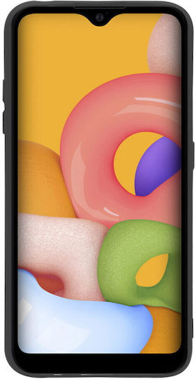Копринен силиконов калъф Lemontti за Samsung Galaxy A01, черен