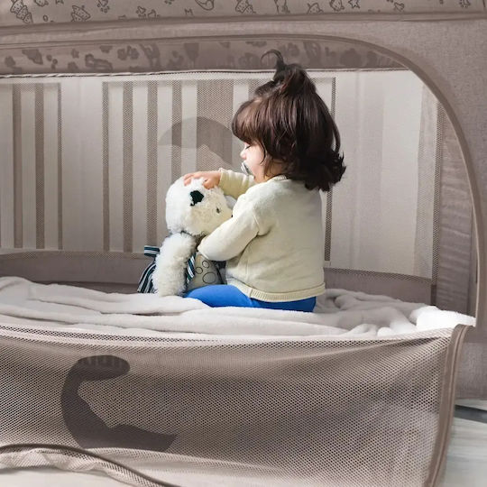 Kidnort Сгъваема Кошара с Матрак Бежова 128x68cm Kidnort Сгъваема Кошара с Матрак Бежова 128x68cm