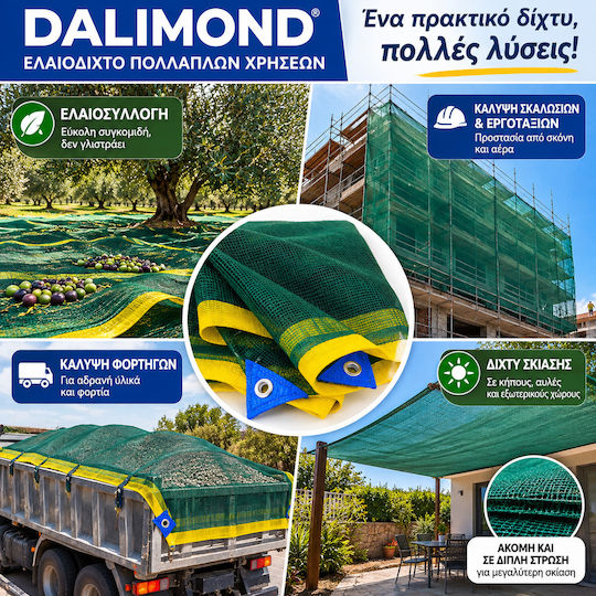 Dalimond Olive Net 6x12m 80gr/m² Density with Rings & with UV Stabilization