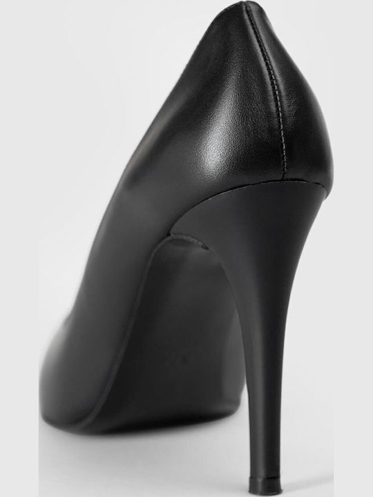 Leather Pointed Toe Black Pumps