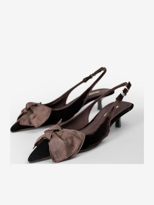 Pointed Toe Brown Heels with Strap