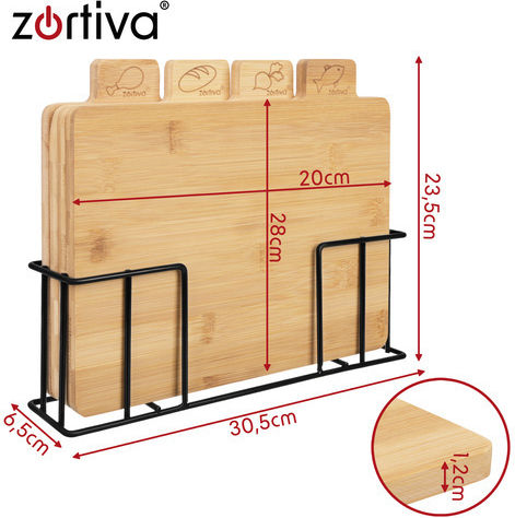 Zortiva Set of Beige Bamboo Bread Chopping Boards 28x20cm 4 Pieces