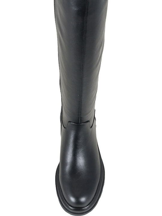 Borne Leather Women’s Boots with Mid Heel Black