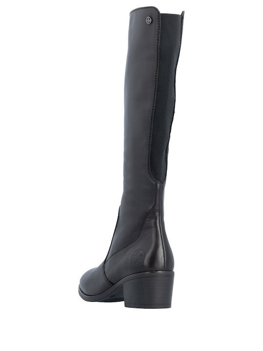 Schwarze Damenlederstiefel mit Pelz