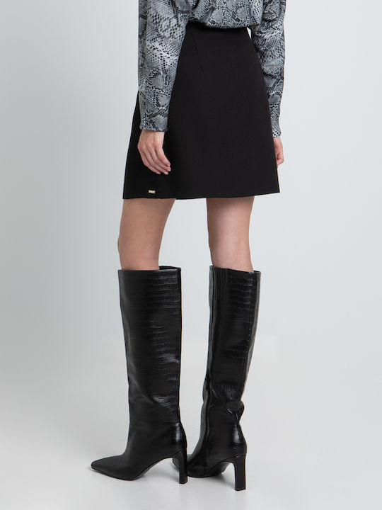 Minirock mit Blumenmuster Schwarz