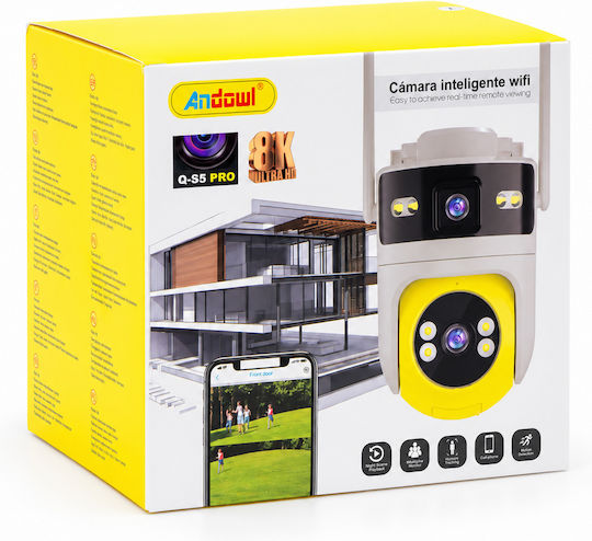 Q-S5 PRO IP Dual Wi-Fi 8K Waterproof Yellow Surveillance Camera
