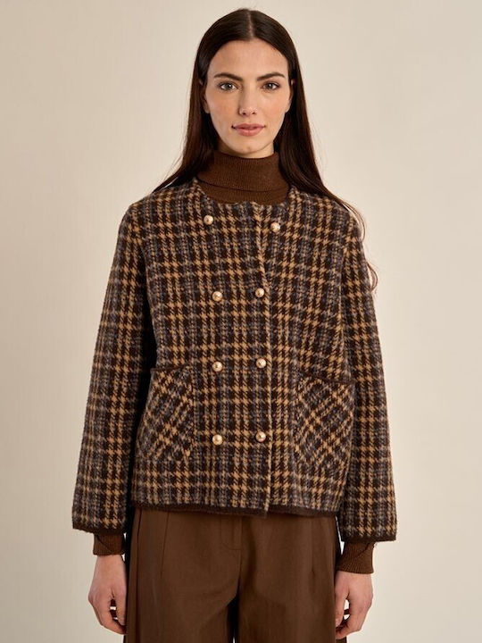Molly Bracken Damenblazer Braun Gemustert