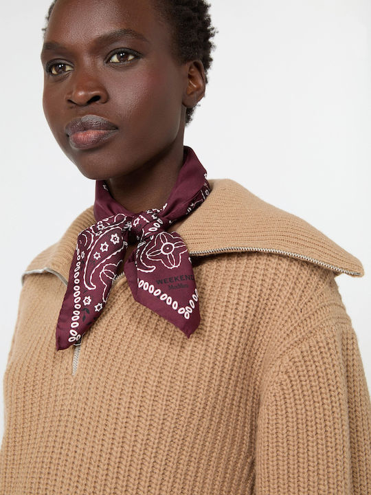 Weekend Maxmara Women's Burgundy Silk Scarf