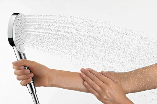 Hansgrohe Crometta Душ Прът с Ръчен Душ, Шлаух и Спирателен Кран с Функция Спиране на Водата