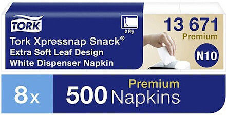 Tork Xpressnap Snack Extra Soft 13671 Verpackung Weiß 2-lagige Serviette 21,6x21,3cm 40x100 Stück