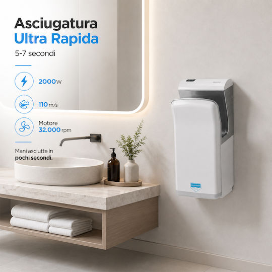 Bakaji Hand Dryer Plastic with Sensor 2kW 02002453