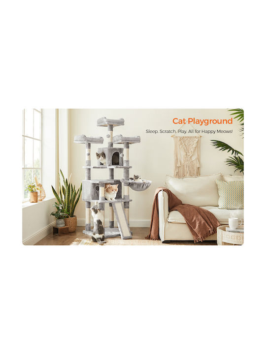 Feandrea Cat Scratching Post Cat Tree Grey 54x49x169 cm