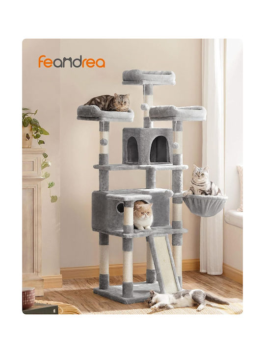Feandrea Cat Scratching Post Cat Tree Grey 54x49x169 cm
