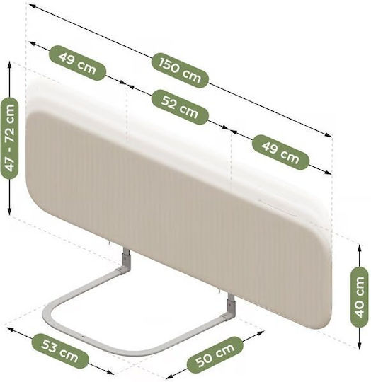 Tulano Foldable Metal Bed Rail Guard in Beige 150 cm