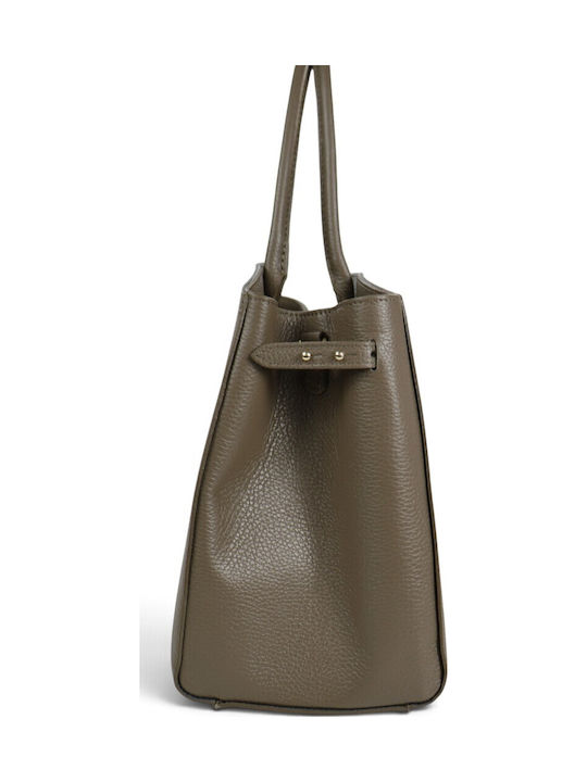 Leather Women's Tote Bag Taupe Scuro