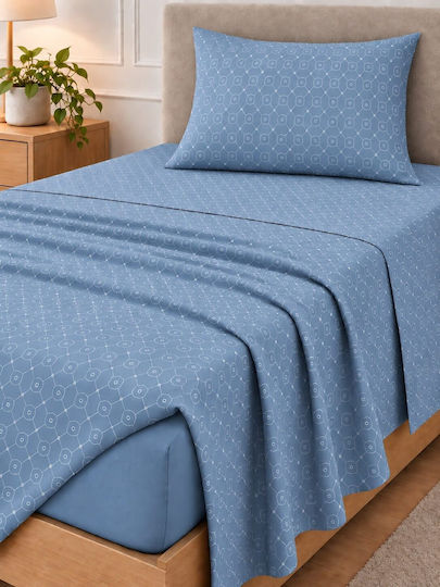 Astron Italy Giulia Super-Double Bed Sheet Set 245x260cm Blue (4pcs)