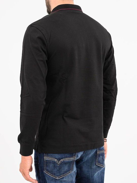 Langarm-Poloshirt Schwarz