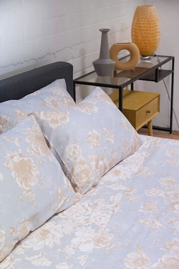 Viokarpet Diamond Super-Double Bed Sheet Set 240x270cm Pearl Sky (4 Pieces)