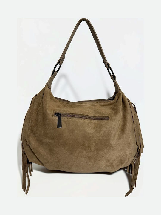 Knitted Women's Hobo Bag Suede Beige