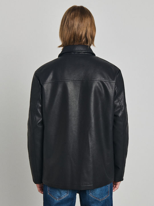 Synthetic Leather Jacket Black