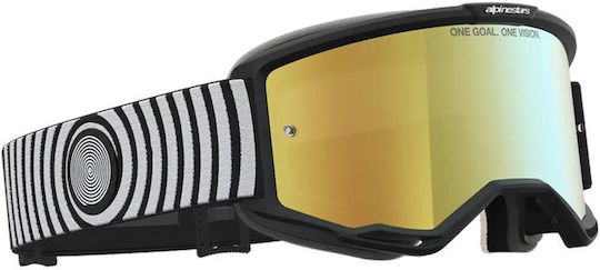 Alpinestars Vision 5 Hone Blk Weiß Mir Spiegel-Gold Motocross-Schutzbrille