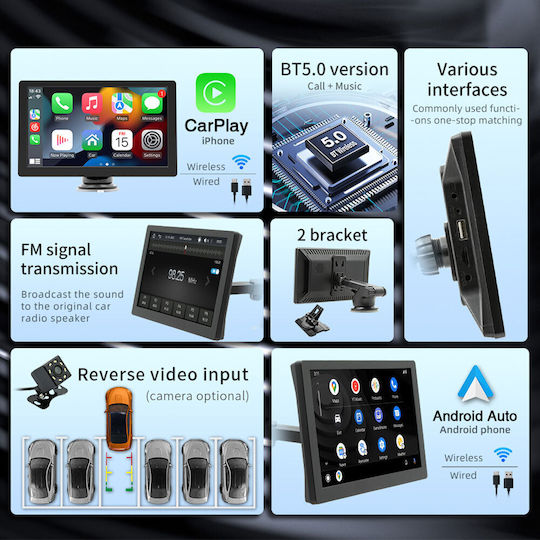 Тъчскрийн 9" Мултимедийна за Табло на Автомобил с Apple CarPlay / Android Auto / Bluetooth / GPS