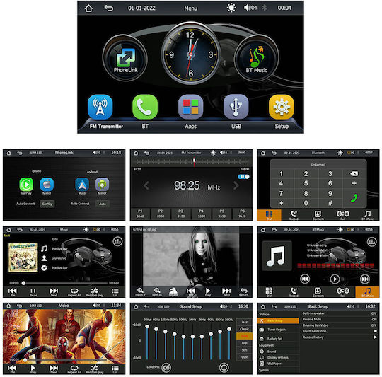 Тъчскрийн 9" Мултимедийна за Табло на Автомобил с Apple CarPlay / Android Auto / Bluetooth / GPS