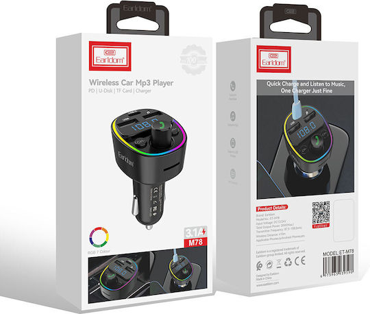 Earldom FM Transmitter Αυτοκινήτου με Bluetooth / USB / Type-C