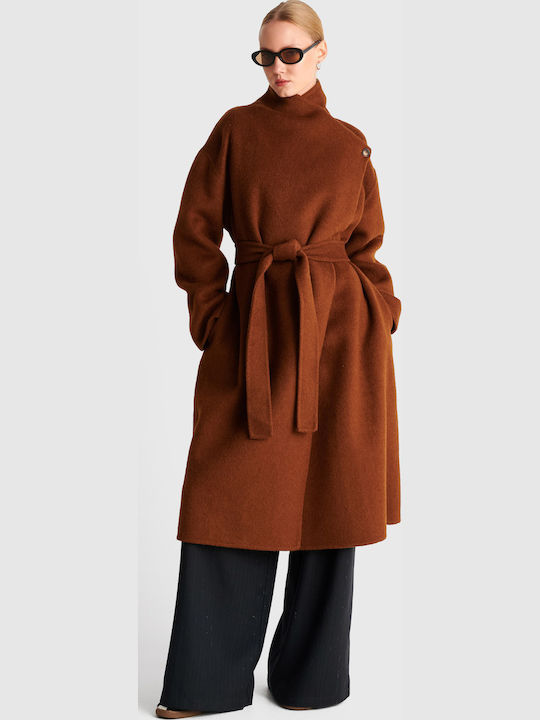 Wool Women's Coat Brown