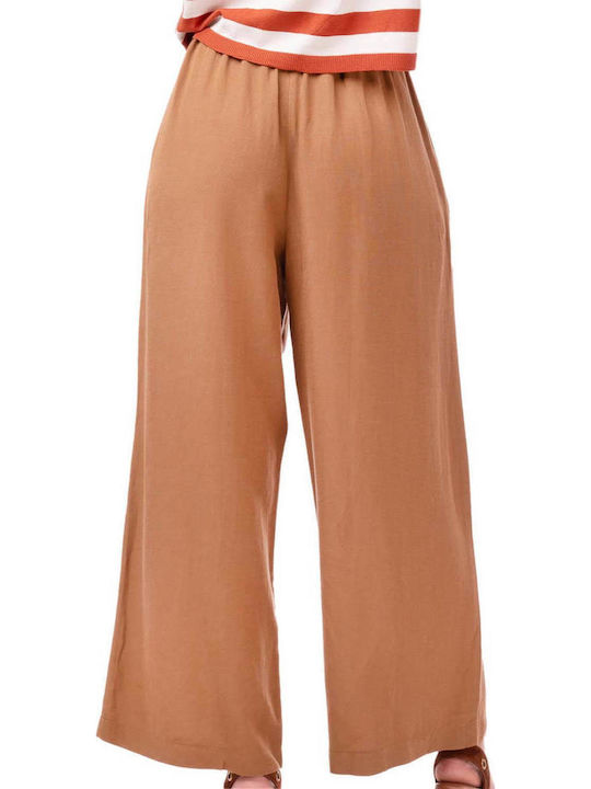 Moutaki Γυναικείο Υφασμάτινο Παντελόνι Camel