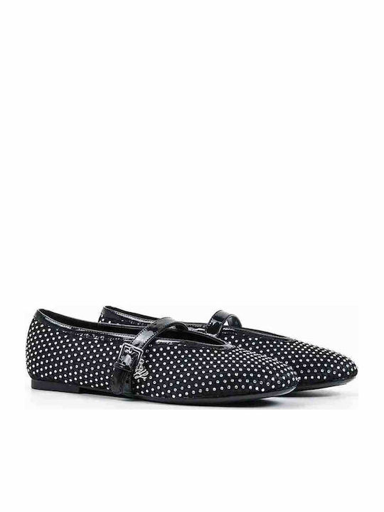 Karl Lagerfeld Balerini de Damă Mary Jane din Satin Negri