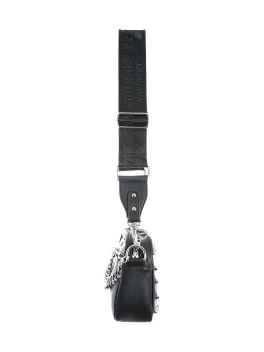 Schwarze Damen-Schultertasche aus Leder