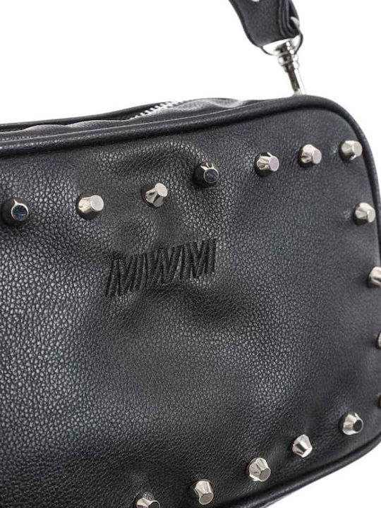 Schwarze Damen-Schultertasche aus Leder