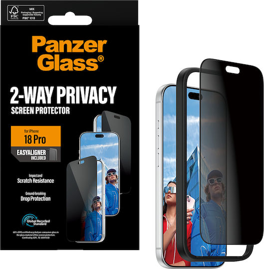 PanzerGlass 2-way Privacy Screen Protector Apple iPhone 18 Pro Ultra-wide Fit W Easyaligner