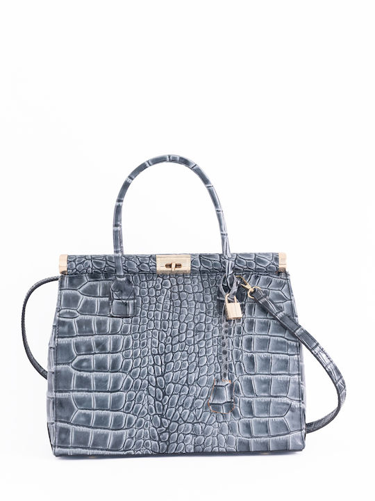 Schwarze Damen-Ledertasche Tote