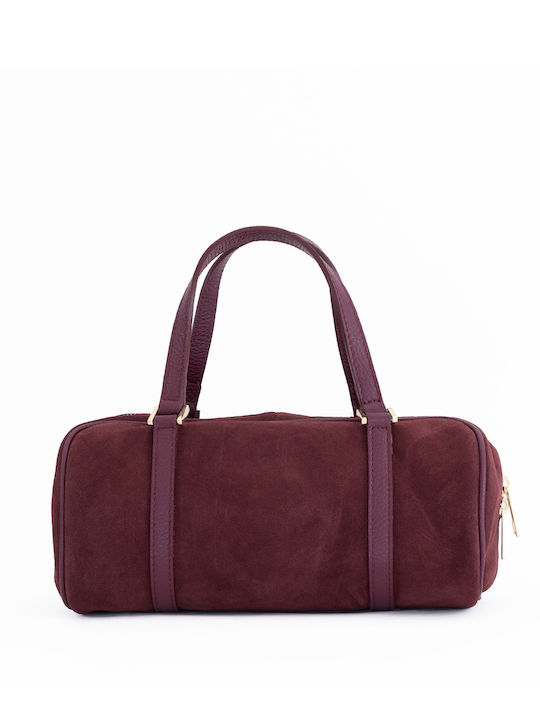 Leather Women's Barrel Bag Burgundy